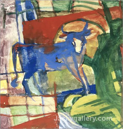 Blue Cow by Franz Marc paintings reproduction